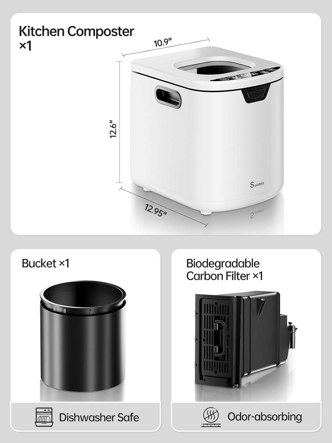 4.2L Electric Composter for Indoor Kitchen, Smart Food Waste Recycler, Turns Garbage to Compost in 4-6 Hours, Odorless Countertop Disposal with 900ML Carbon Filter & Self-Cleaning