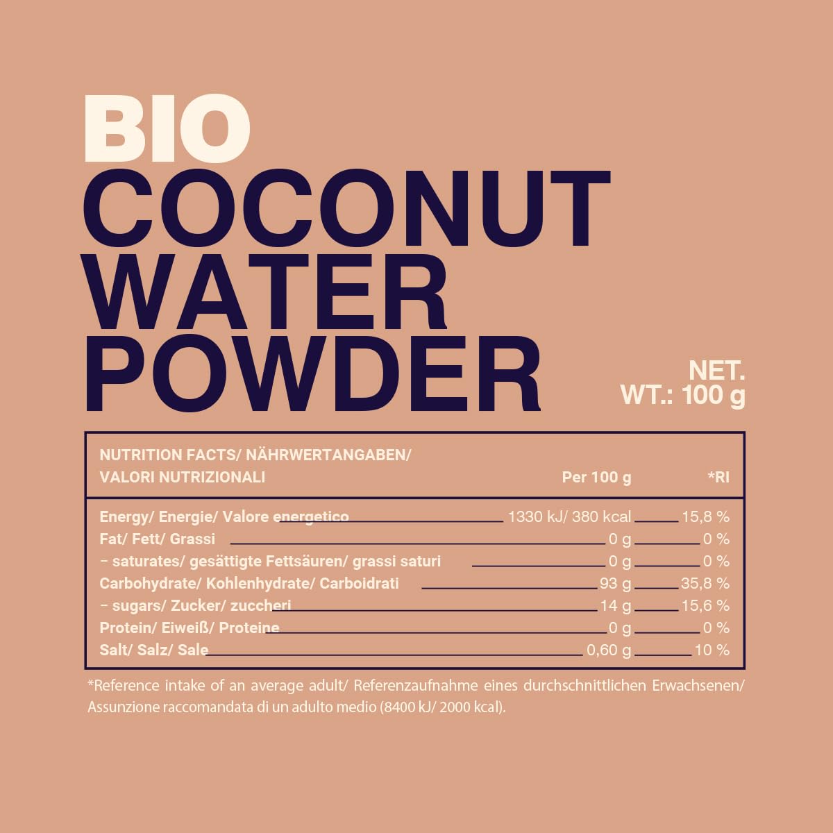 GymBeam BIO Kokosnusswasser-Pulver - Schonend getrocknetes Kokosnusswasser aus BIO-Kokosnüssen, 29,8 kcal pro Portion, glutenfrei, laktosefrei, vegan, süß und erfrischend, 100 g