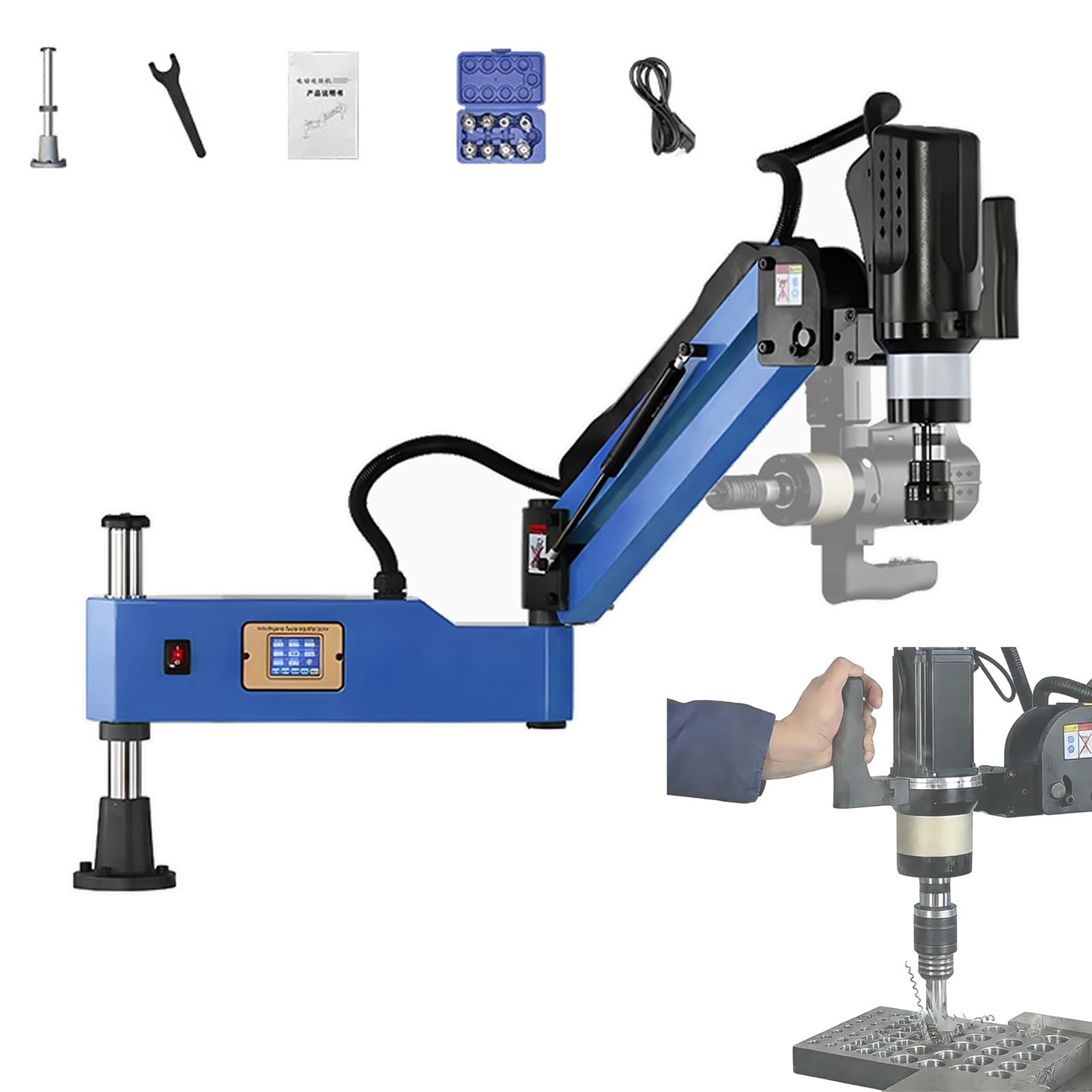 Maschiatrice elettrica, 360 ° universale Tapper con braccio flessibile da 1100 mm, filettatura per foratura servomotore, per la produzione di stampi