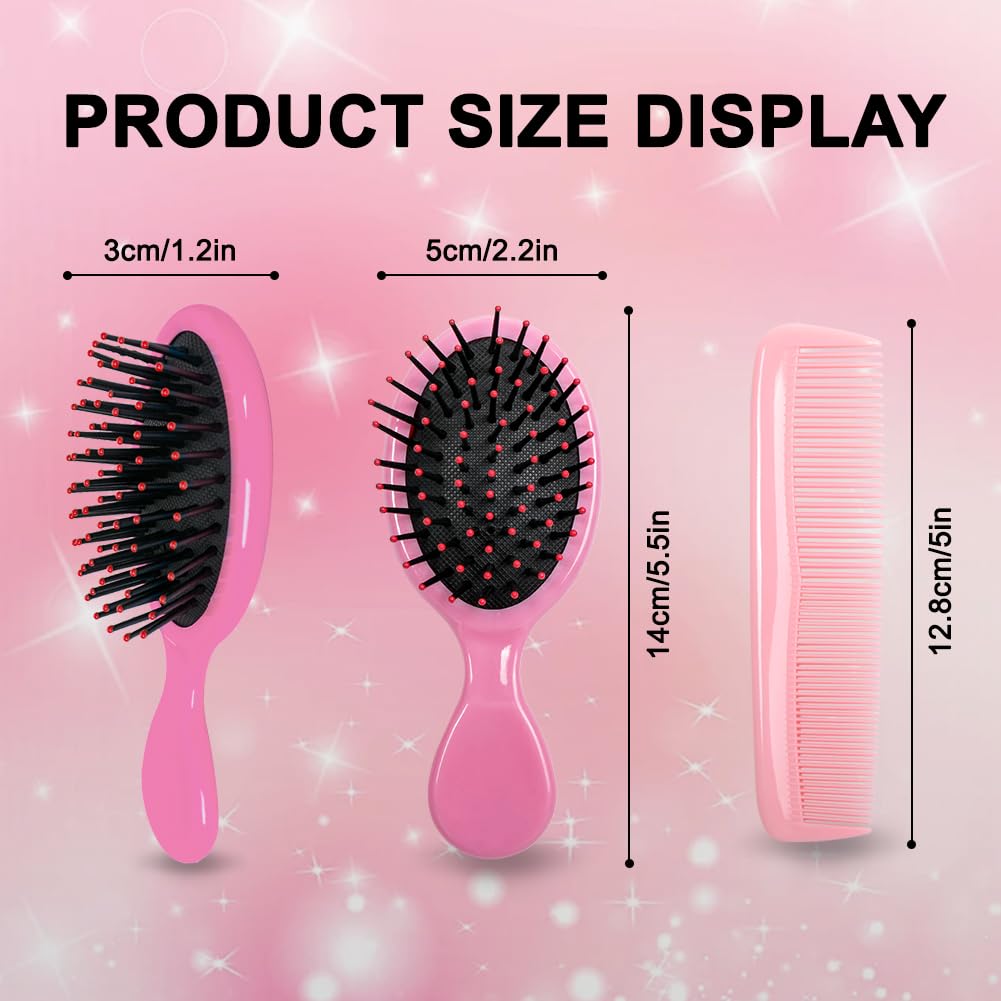 24 Pieces Mini Wet Hair Brush – 12 Detangler Travel Hair Brush Detangling Soft Mini Brush & 12 Small Plastic Toddler Comb Sets for Baby Kids Women