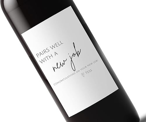Pairs Well With New Job | New Job Wine Label | Departing Gift for Friend | Going Away Party Gift for CoWorker | DIY Congratulations Gift