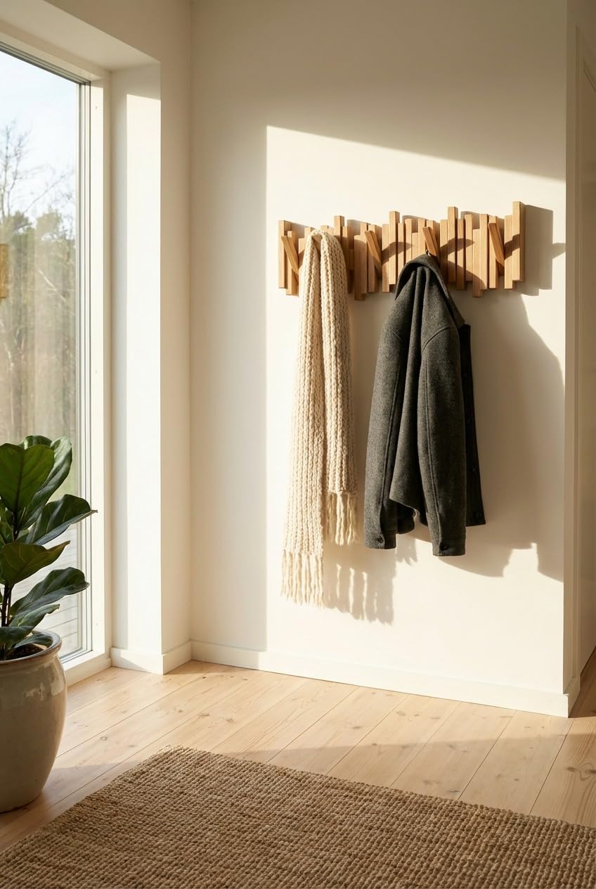 WECO Wandgarderobe (Klarlack, 83cm, 10 Haken)