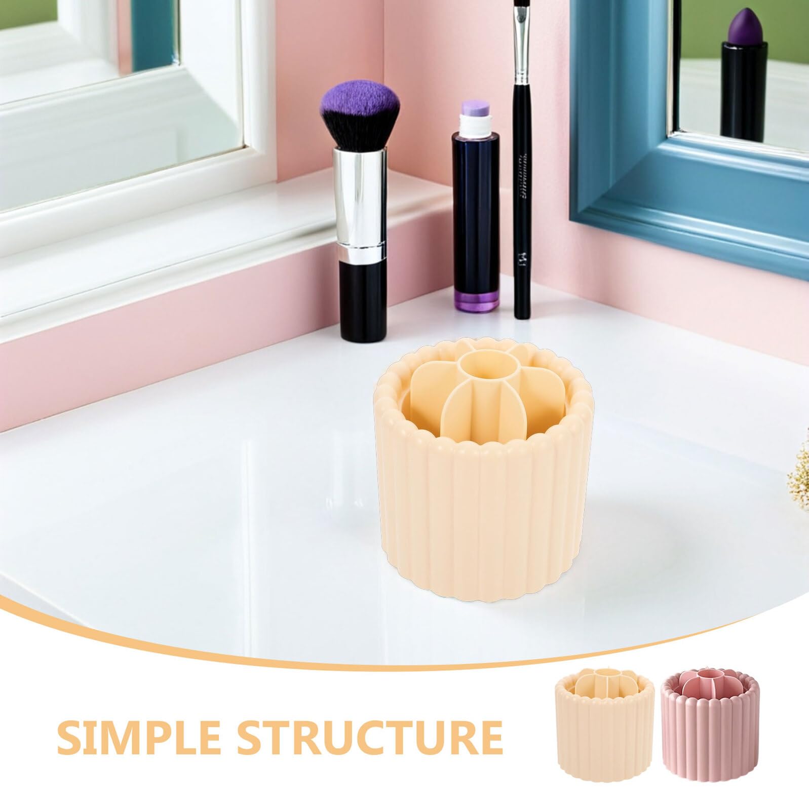 VALICLUD 2 piezas Organizador Giratorio para Brochas de Maquillaje Soporte Multifunción para Escritorio Cubo de Gran Capacidad para Cosméticos y Utensilios de Oficina Diseño Moderno Crema