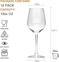 Vista 2 de Juego de 12 copas de vino tinto de 12 onzas, para vino tinto o blanco, banquete de alta gama, fiesta, bar, boda, regalo (12 piezas)
