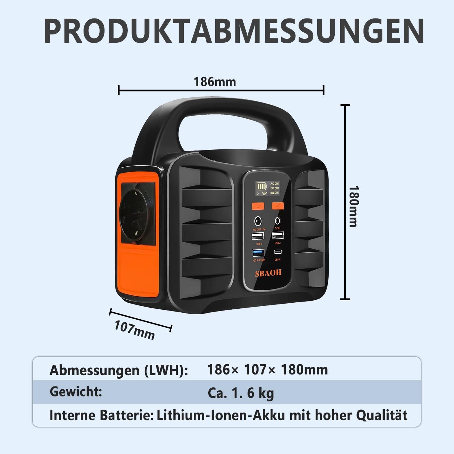 Powerstation 200W,SBAOH Solargenerator Akku mit AC Outlet Camping Solar Generatoren Lithium Batterie Bank Stromversorgung für Outdoor Travel Home Emergency Backup