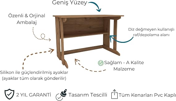 Pillar Raflı Ders Çalışma Masası Bilgisayar Masası Atlantik Çam