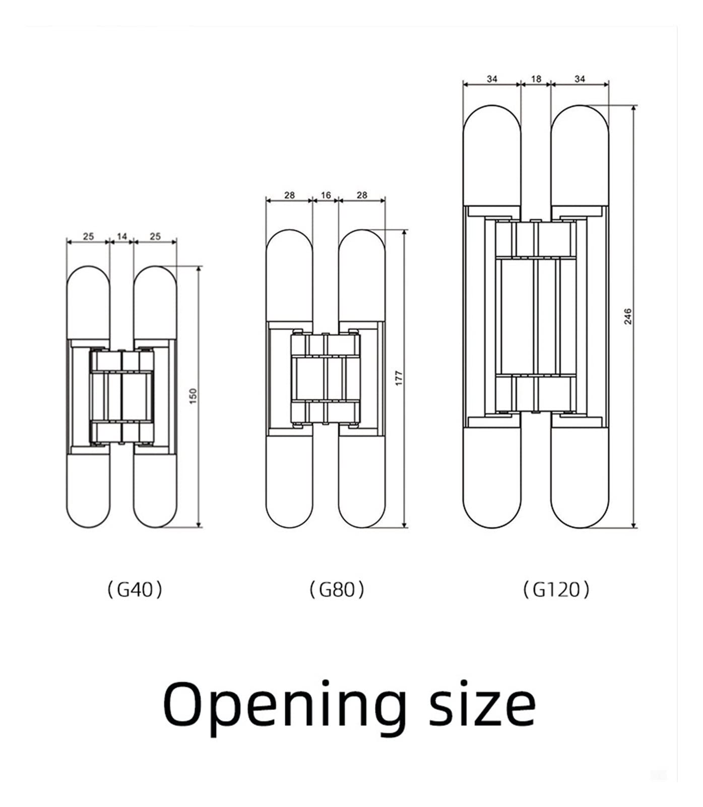 Bisagra de Alta Resistencia for Puerta de Madera Plegable Oculta, herrajes Ocultos for Muebles, bisagras for gabinete, 40KG/80KG/120KG(Gold,G120)