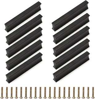 10er-Pack Möbelgriffe Schwarz Matt – Moderne Schrankgriffe aus Aluminiumlegierung – Lochabstand 64mm – Ideal für Schubladen, Küchenschränke & Kommoden – Inkl. 20 Schrauben