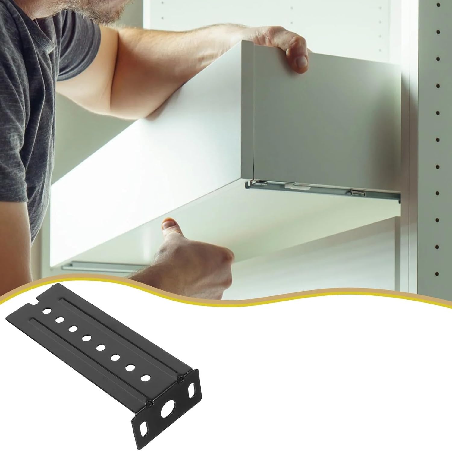 Hardware Full Extension Side Mount Drawer Slides 4 Pcs Slide Rail Lifting Accessories Soft Close Drawer Adapter Lugs Support Brackets Stainless Steel Hardware Rear Mounting