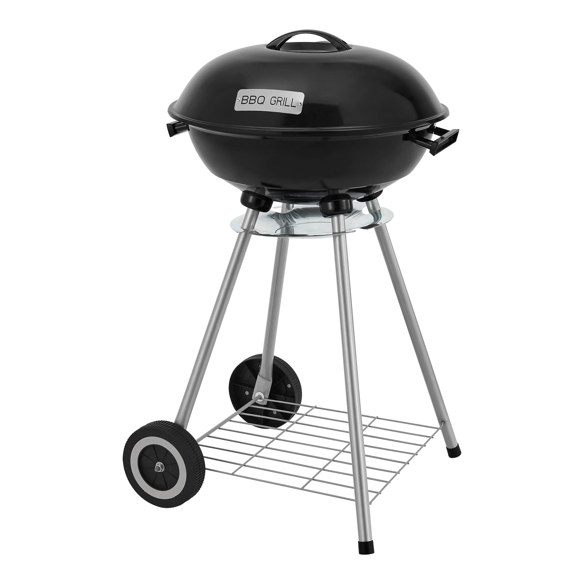 casa.pro Barbecue Sferico a Carbonella BBQ Grill Portatile Carrello Barbecue da Esterno Picnic BBQ con Coperchio Griglia in Acciaio Inox Ripiano 80 x 49 x 47 cm