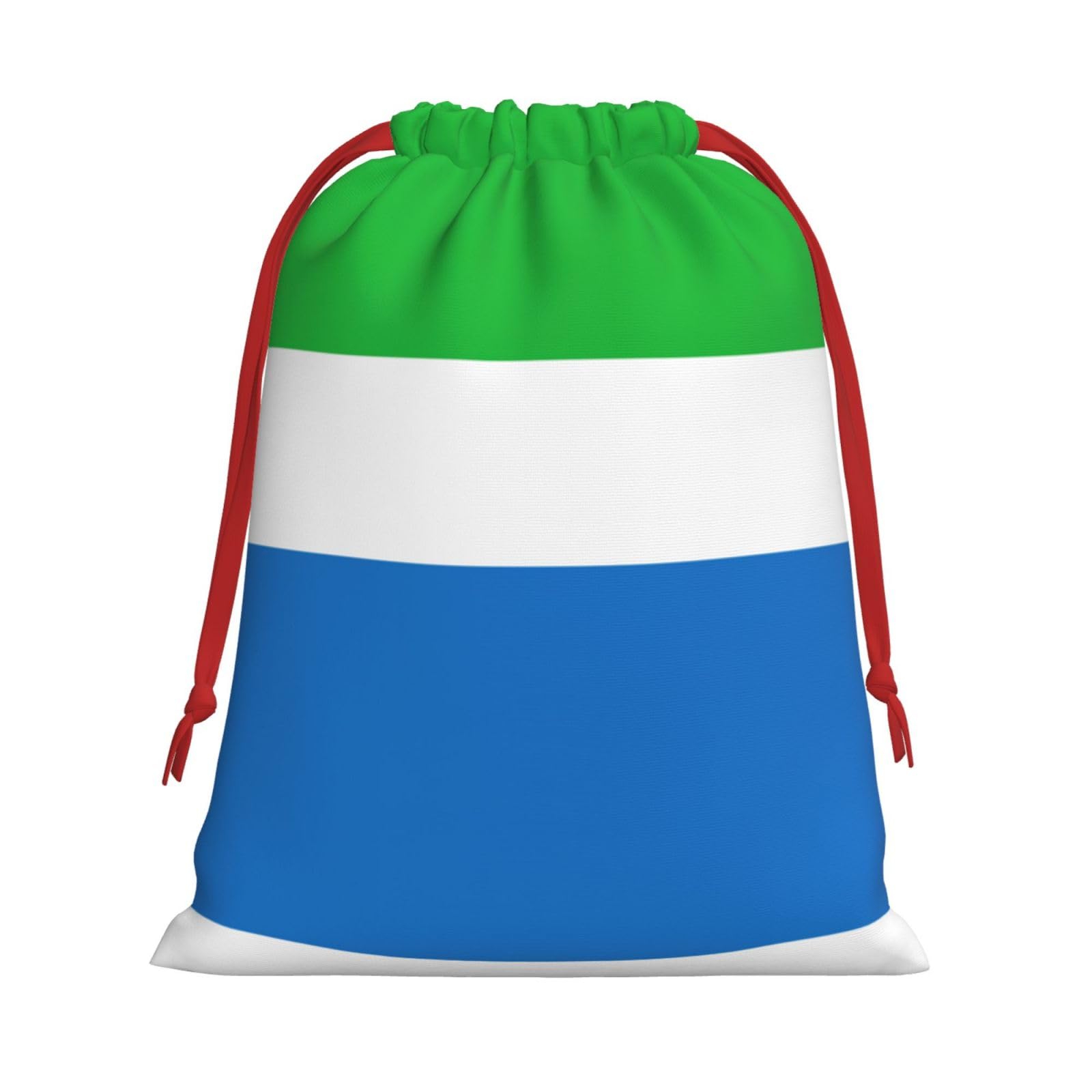 Sierra Leone Flag Printing 1 Pc Fashion Drawstring Gift Bag,Red Ribbon Easy Closing,Gift Wrapping For Christmas Halloween