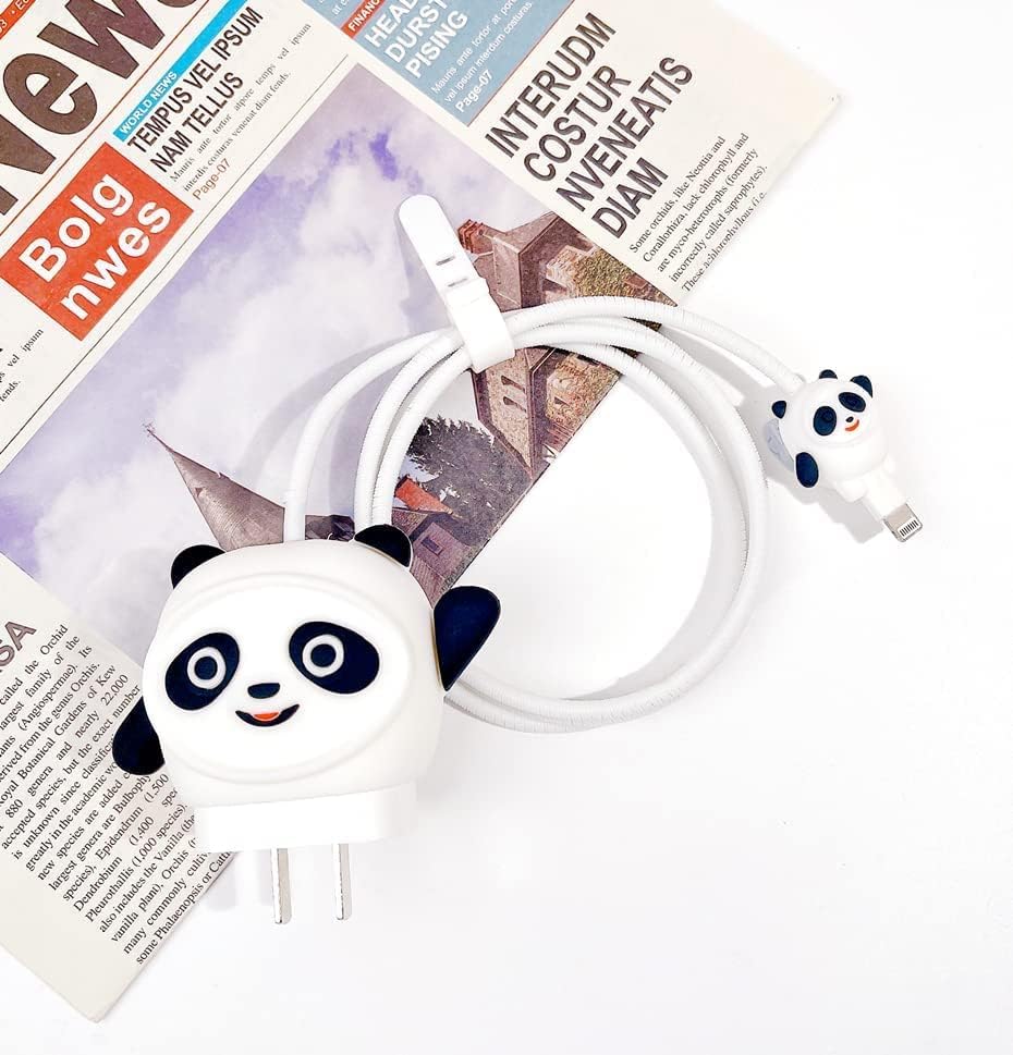 Image of CERLINK Charger Protector for Samsung 25W Type C, Protective Silicone Case Cover 25W Power Adapter Charger with Wire Saver - Pack of 1 (Panda)