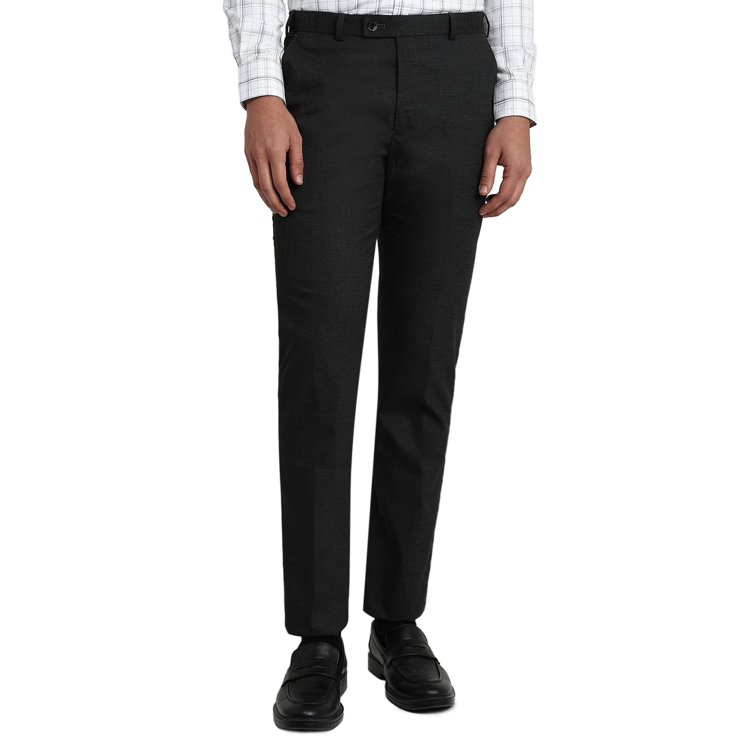 park avenue Men Slim Fit Solid Pattern Poly Viscose Spandex Blend Flat Front Formal Trouser-picture-21