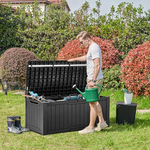 image for YITAHOME 120 Gallon Large Deck Box, Resin Outdoor Storage Box for Outd