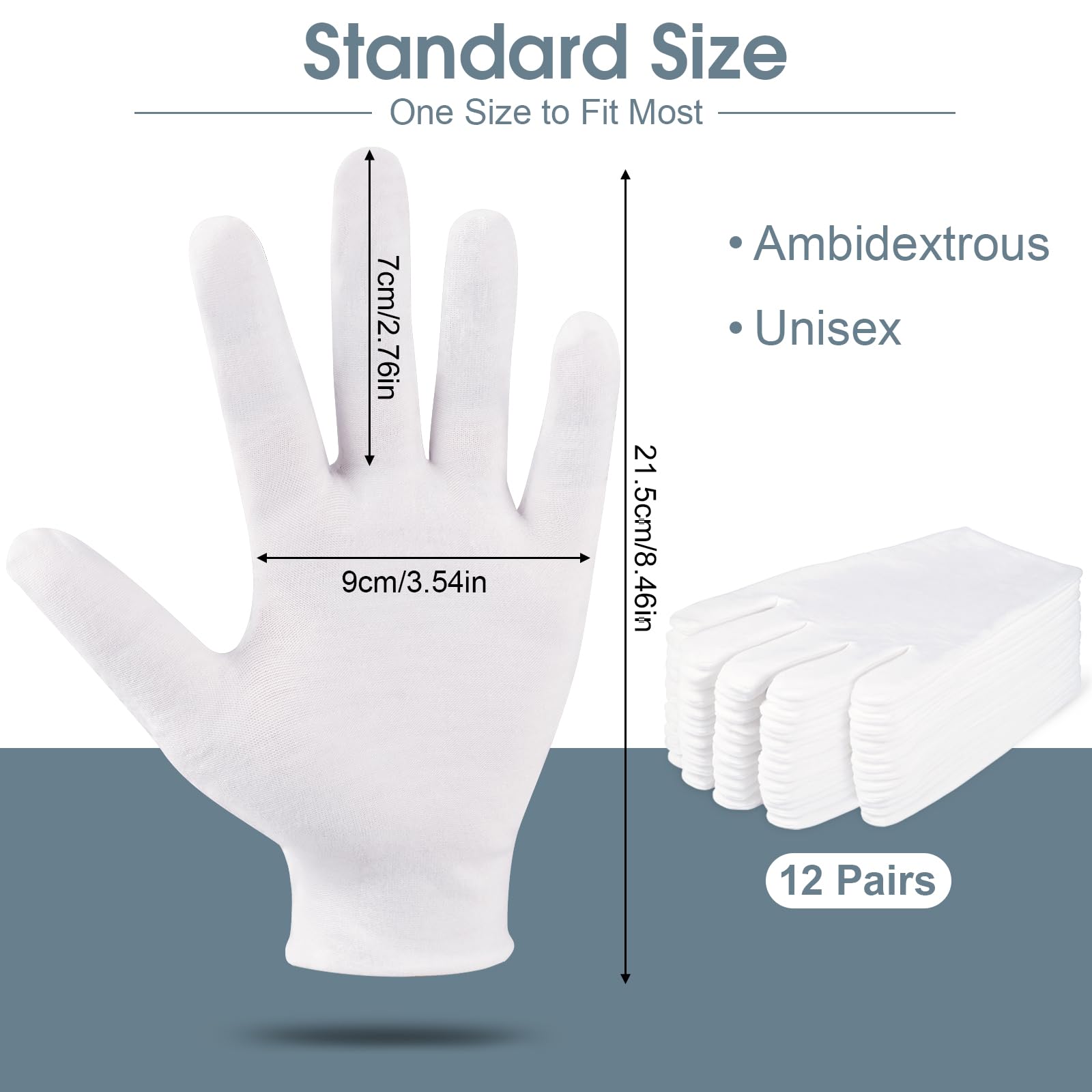 12 pares de guantes de algodón blanco para manos secas y eczema, guantes hidratantes para dormir, guantes de trabajo elásticos y transpirables para hombres y mujeres (talla M) 2