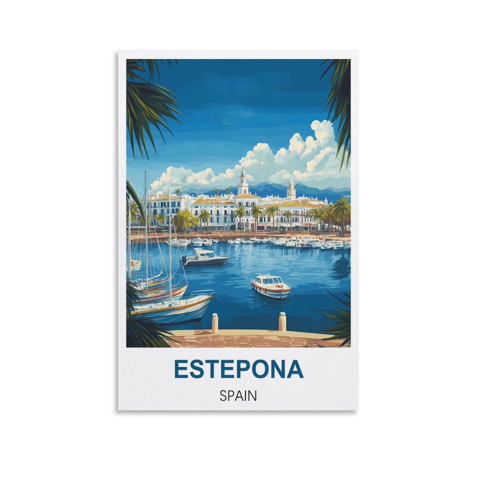 Nhgeqaa Unframe-Style Estepona Spain Vintage Travel Poster 08X12inch(20X30cm) Canvas Wall Art Print Picture