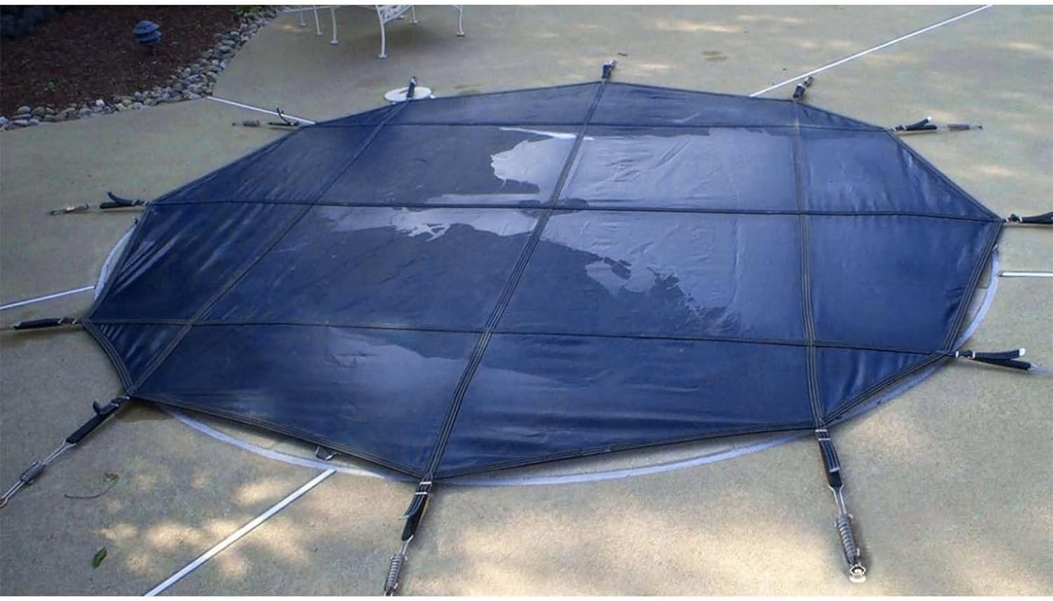 SAFWELDustproof Pool Protector Pool Cover 10ft 12ft 15ft 16ft 18ft 22ft 24ft 26ft 28ft 30ft 33ft, Round Winter Inground Pool Covers, Swimming Pool Covers Blue Mesh with Brass Anchors and Steel Spring