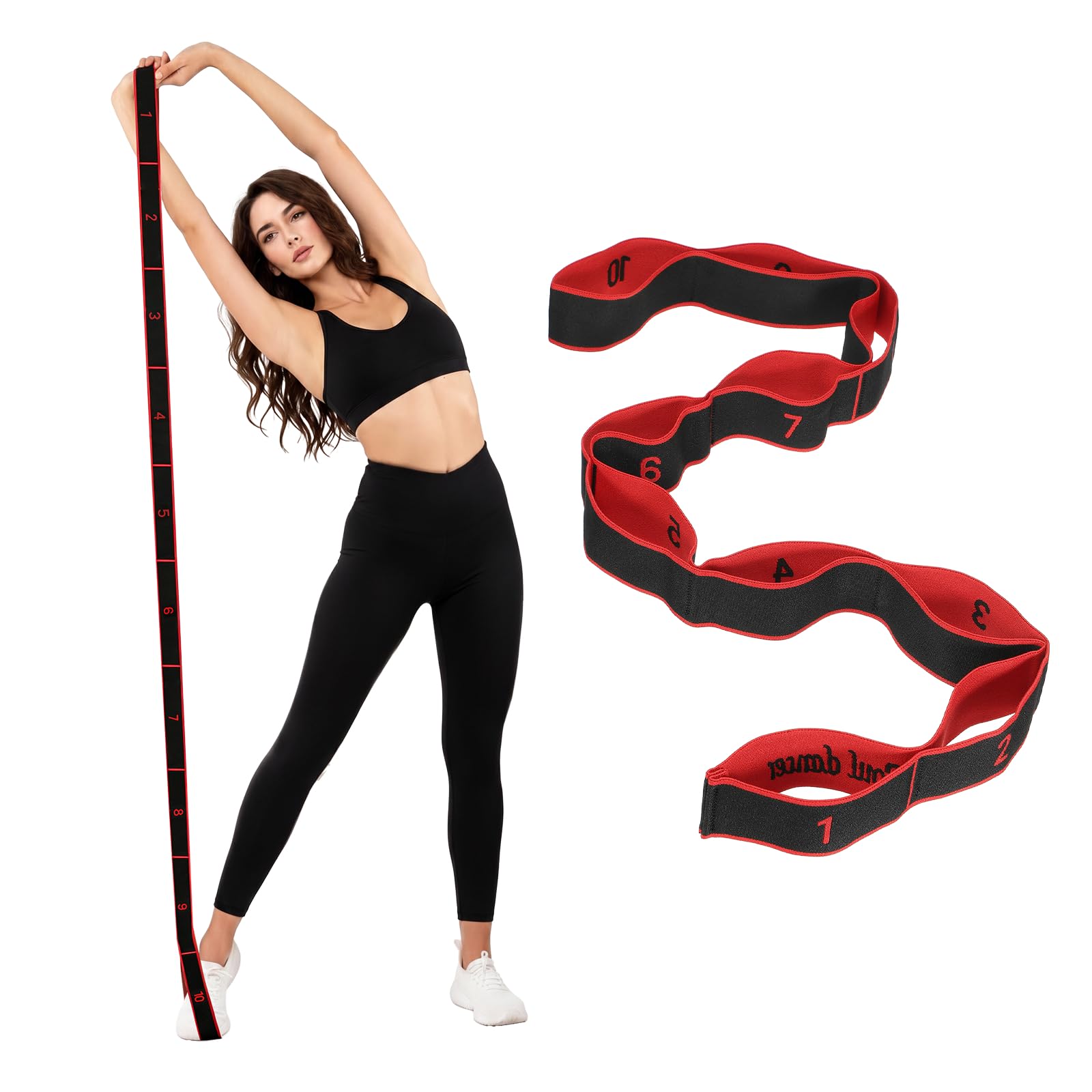YELARXI Yoga Belt Stretcher 10-Section Fitness Resistance Bands