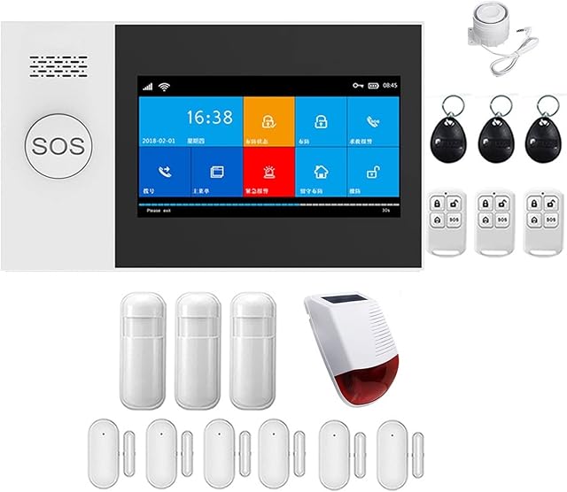 UGPET Wifi Alarm System Tuya GSM Wifi Alarm 4G Wireless Burglar Alarm For Home Business Touch Screen Alarms Mobile APP Remote Control Smart Home Siren (Color : Q, Size : E)