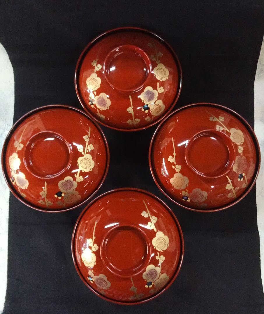 昭和レトロ/ 吸い物椀 / 4客セット / 汁椀 和食器 漆器561