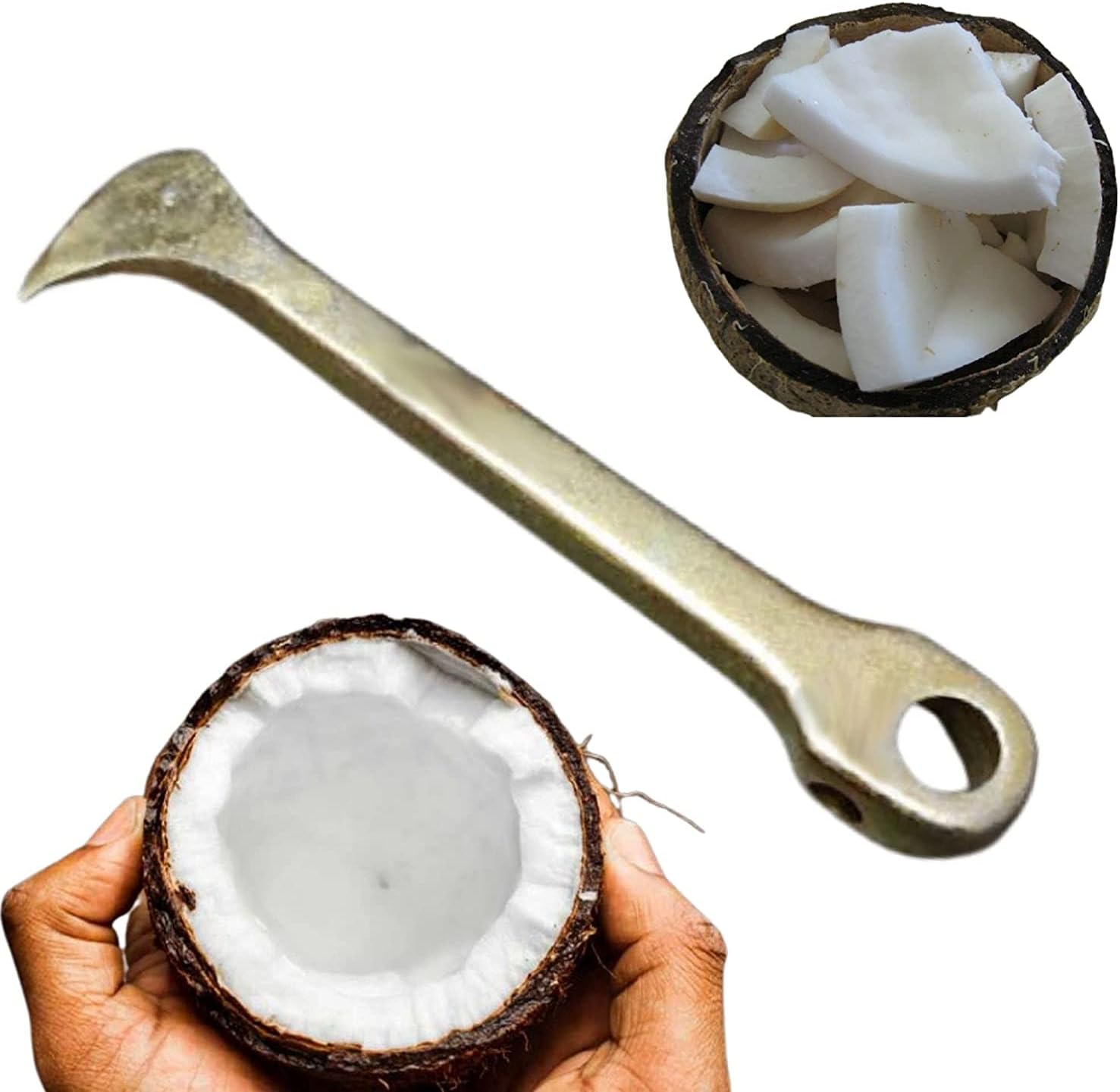 Coconut Slicer Cutter | Breaker | Opener Cutter | Peeler | Cracker | Chopper with Strong Iron Handle Every Kitchen Pack of 1 (Yellow)