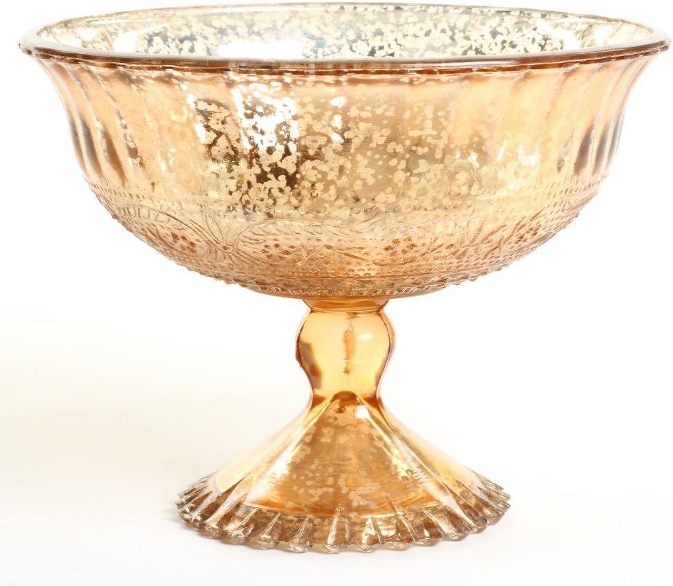 Amazon.com: Mercury Glass Compote Dish, Bowl Centerpiece with Pedestal ...