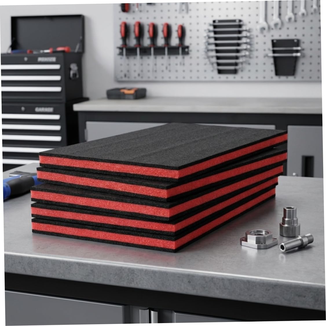 Schaumstoffeinlagen für Koffer 4 Stück schwarz-rote Polyethylenplatten 15,75 x 19,69 x 1,18 Zoll hochelastischer reißfester Organizer