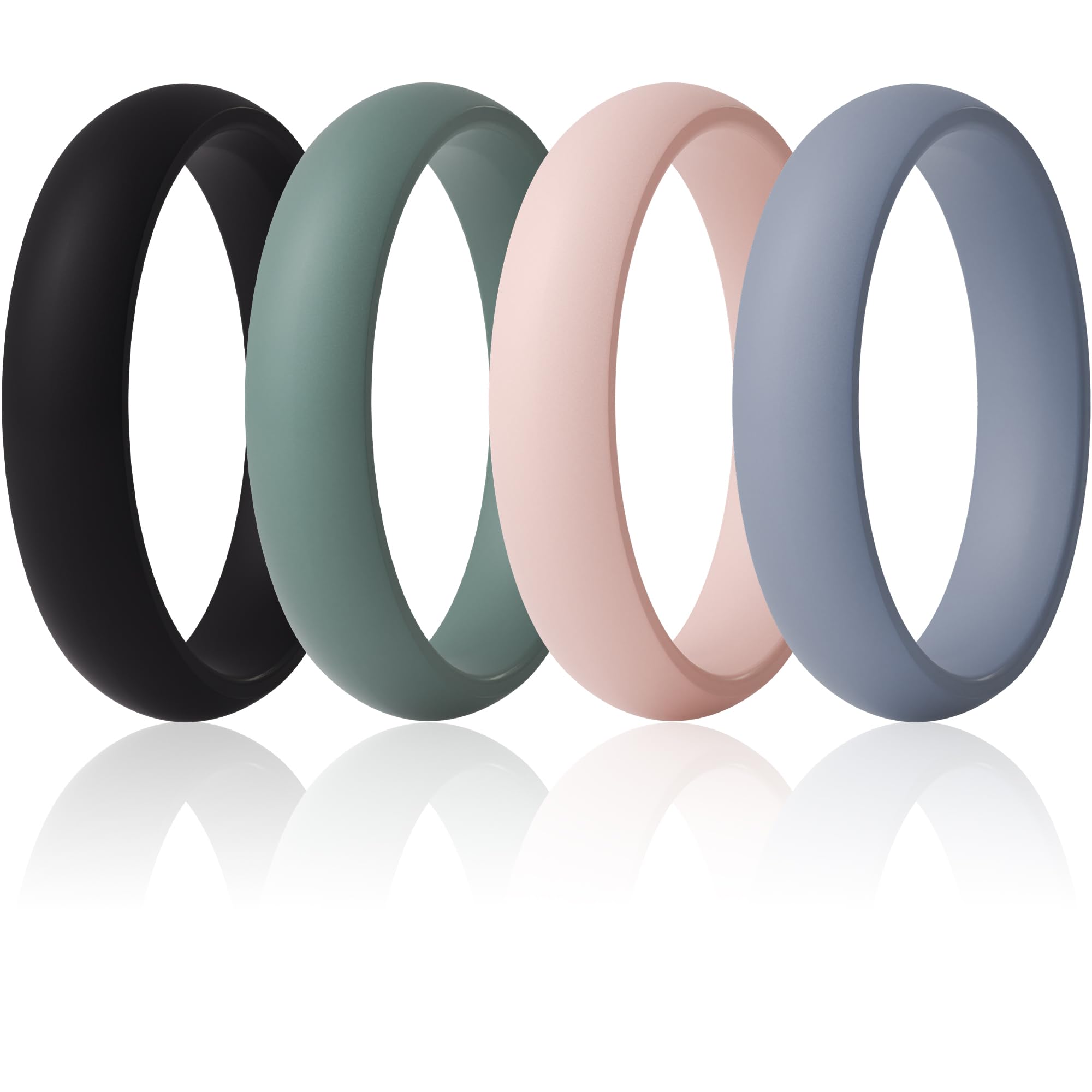 ThunderFit Silicone Wedding Bands for Women, Dome - 5.5mm Wide - 2mm Thick