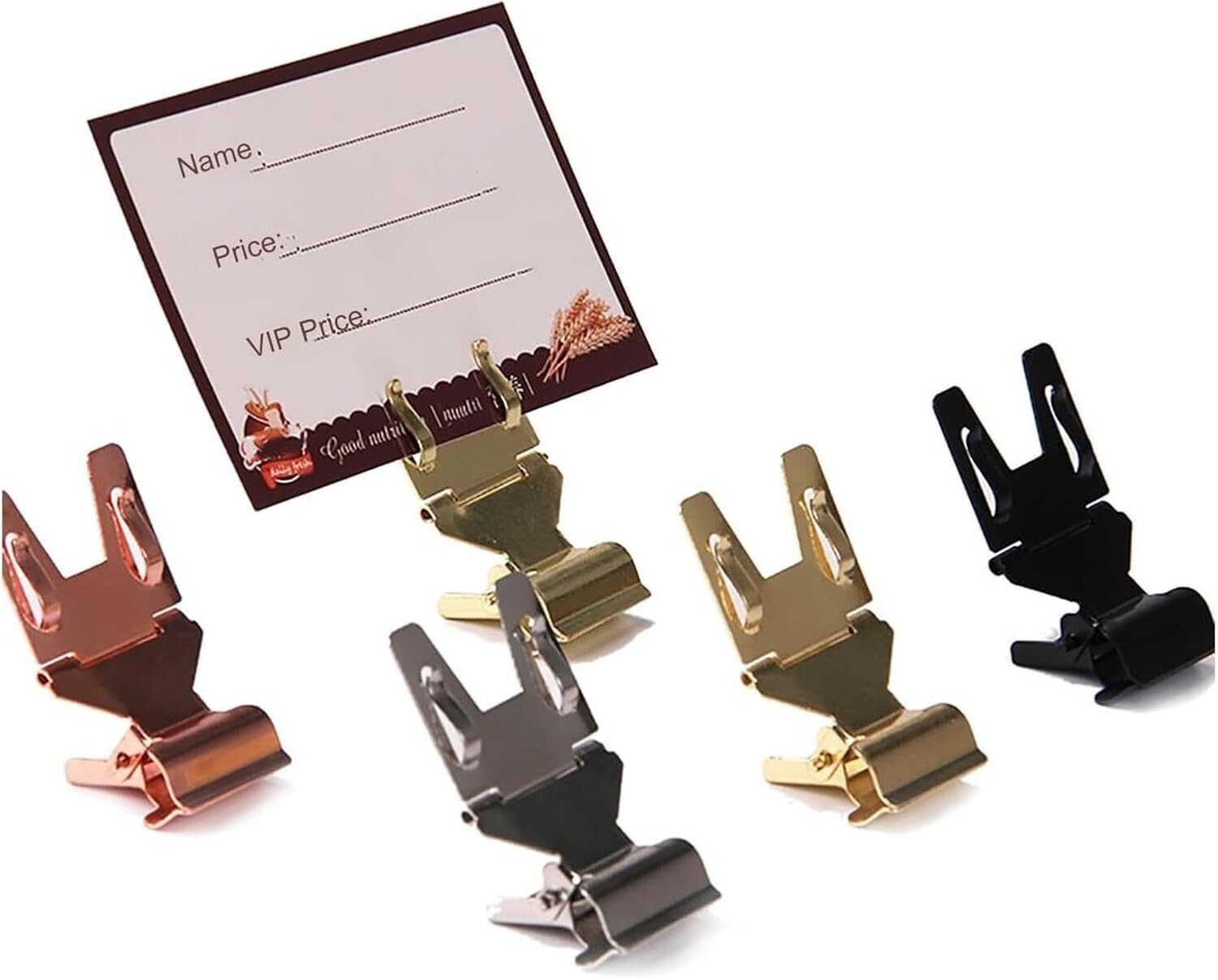 Lot de 10 supports à clip réglables en acier inoxydable pour étiquettes de prix et de nom, idéal pour les menus, desserts et pains