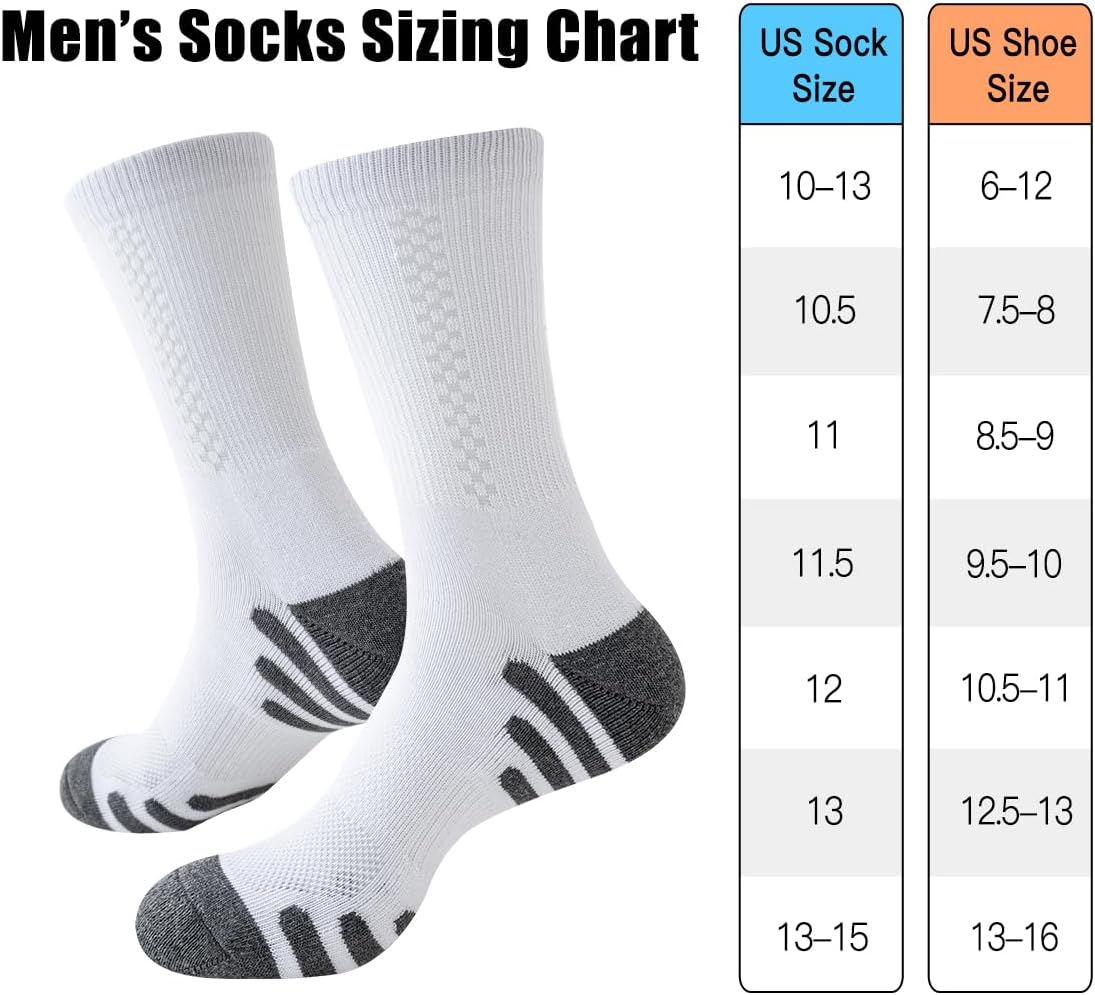 JOYNÉE 8 Pairs Mens Crew Athletic Work Long Socks Calf Cushioned Socks for Sports Running Workout Gym - Image 5