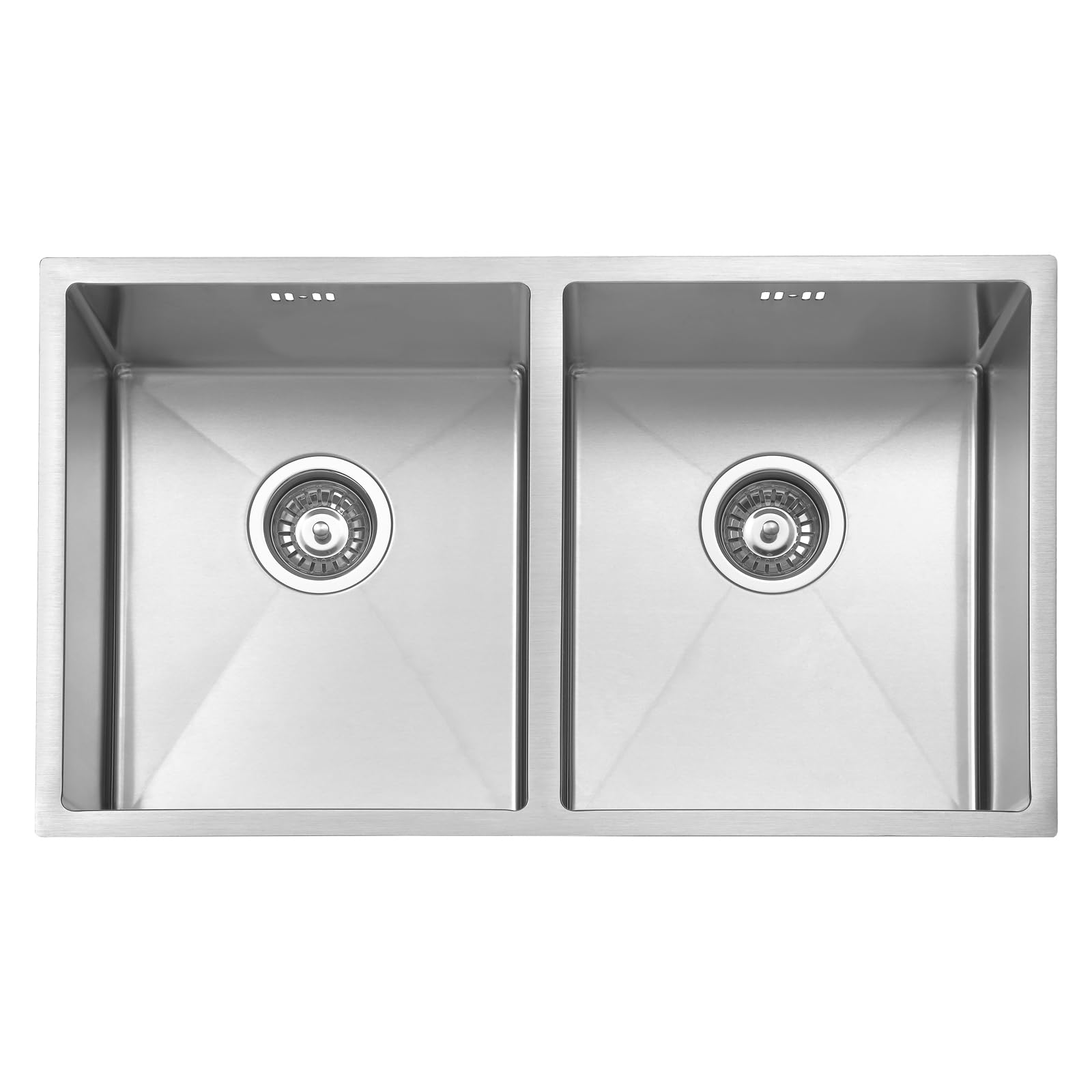 JASSFERRY Lavello da cucina 2 Vasca doppia in Acciaio Inox Spazzolato, Sottomontante Lavandino, con set di rifiuti