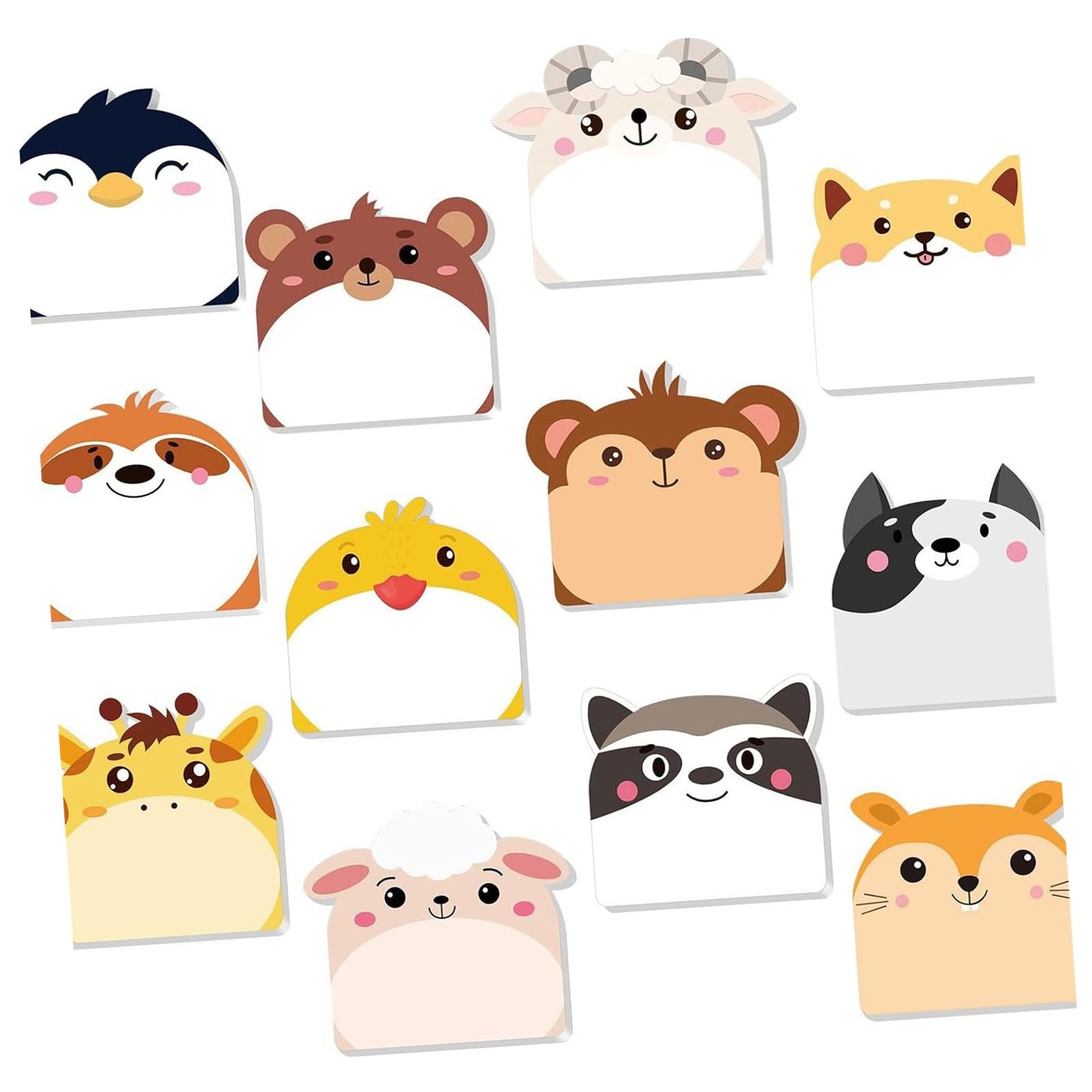 NVOQILIN 360 Sheets Cartoon Notes Paper Portable Note Memo Pad Adhesive Note Paper Reminder on Notebook Journal Planner Calender Animal