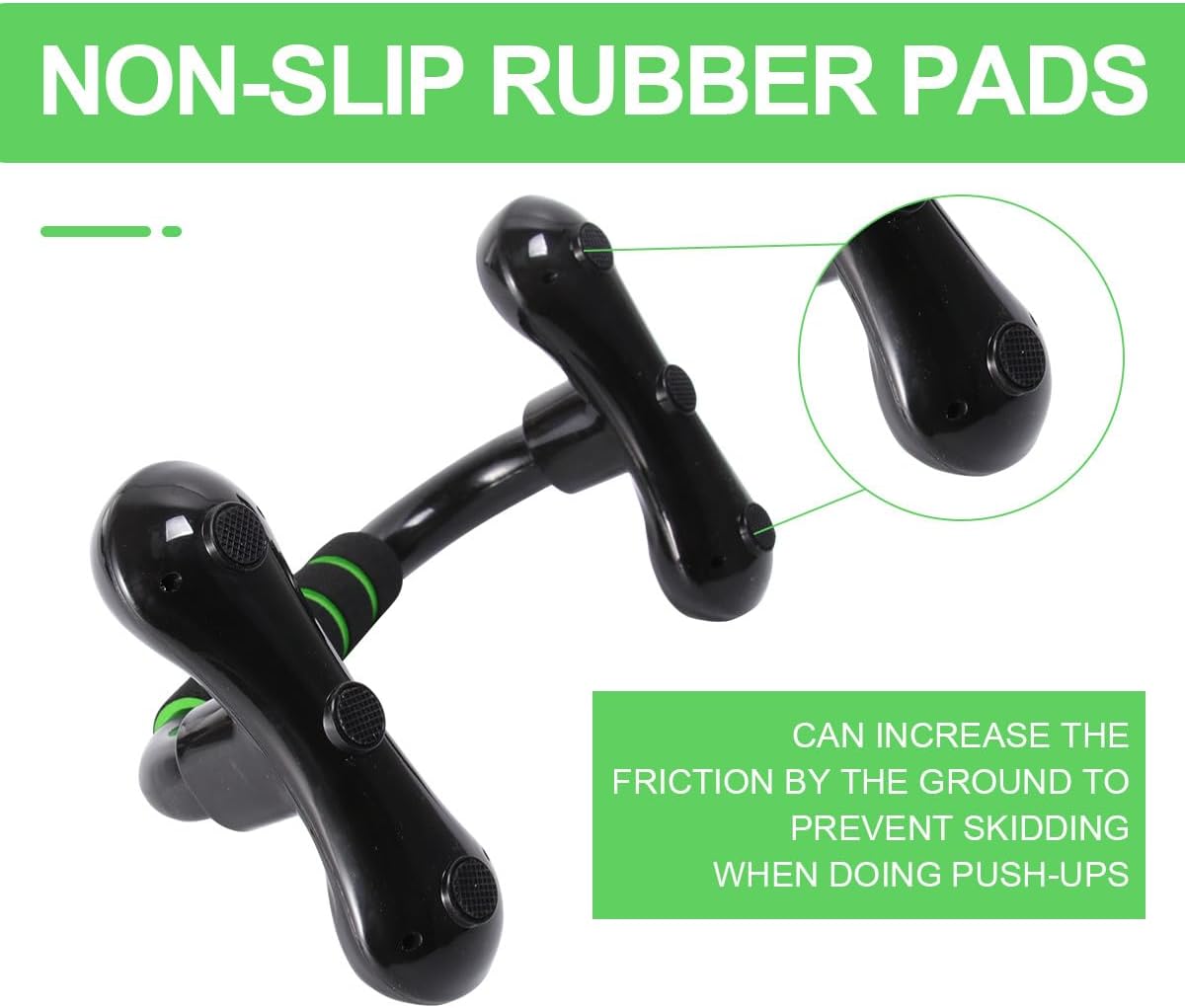 Pushup Bars Pushup Stands with Anti-slip Handles Portable Green Black for Home Gym Strength Training and Abdominal Muscle Exercise
