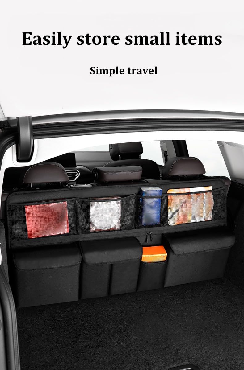 Genérico Organizador de Maletero para Fia-t 500,Multifuncional, Impermeable, de Tela Oxford, Con 9 Bolsillos, Correas Ajustables, Artículos Esenciales de Viaje