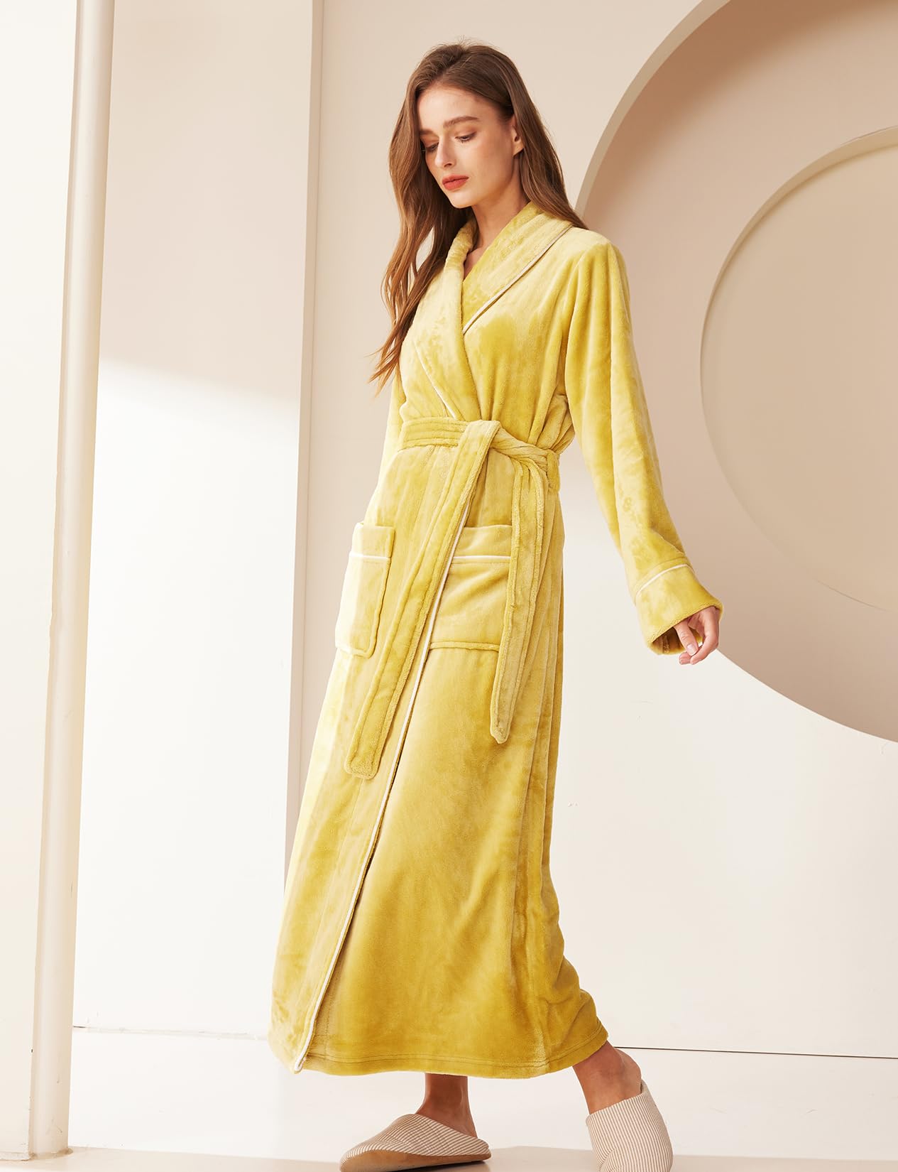 Peignoir confortable en polaire pour femme - Robe de chambre pelucheuse pour femme