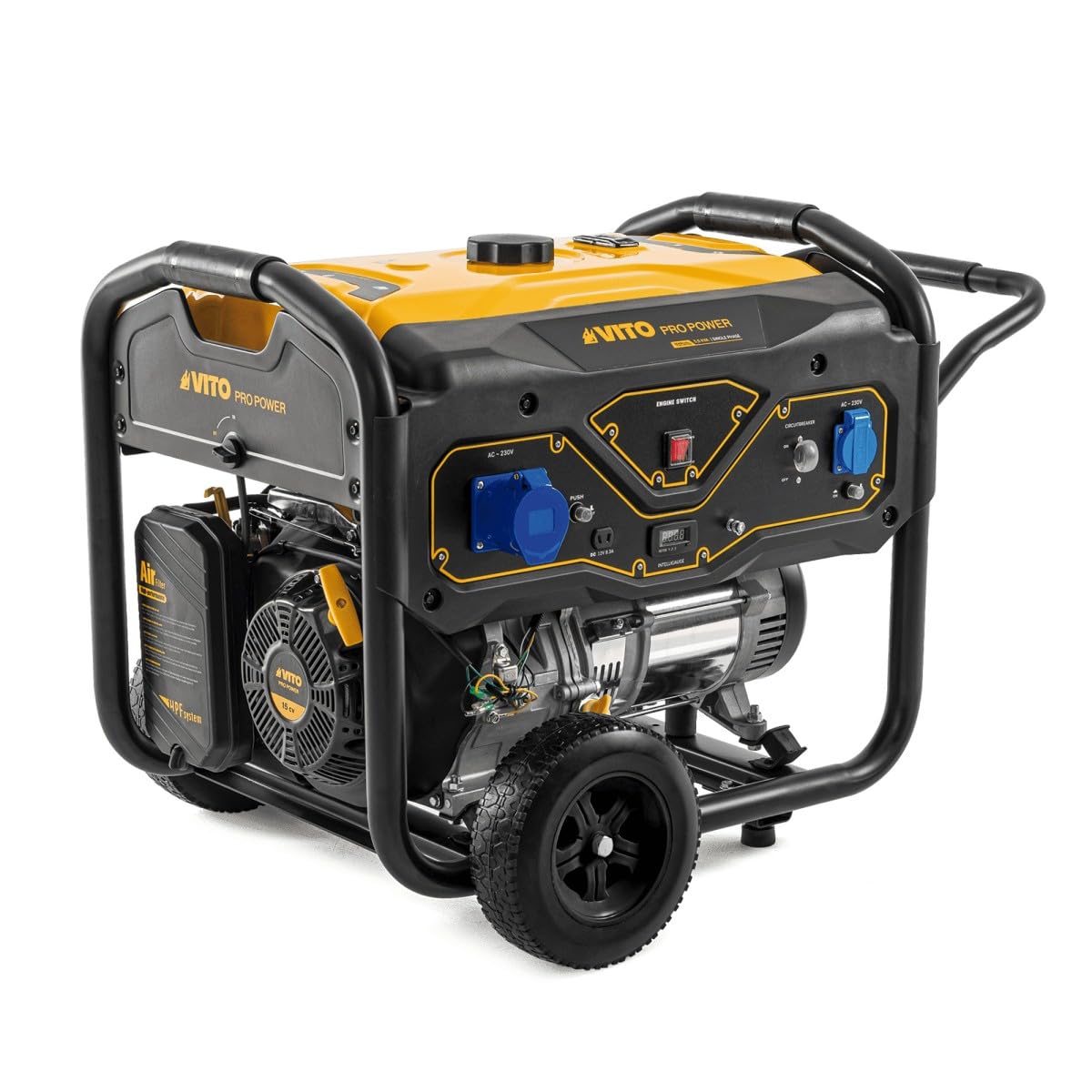VITO - Generador Gasolina 5.5kVA 15CV Monofásico Arranque manual AVR, depósito 25L, generador eléctrico Casa Astillero