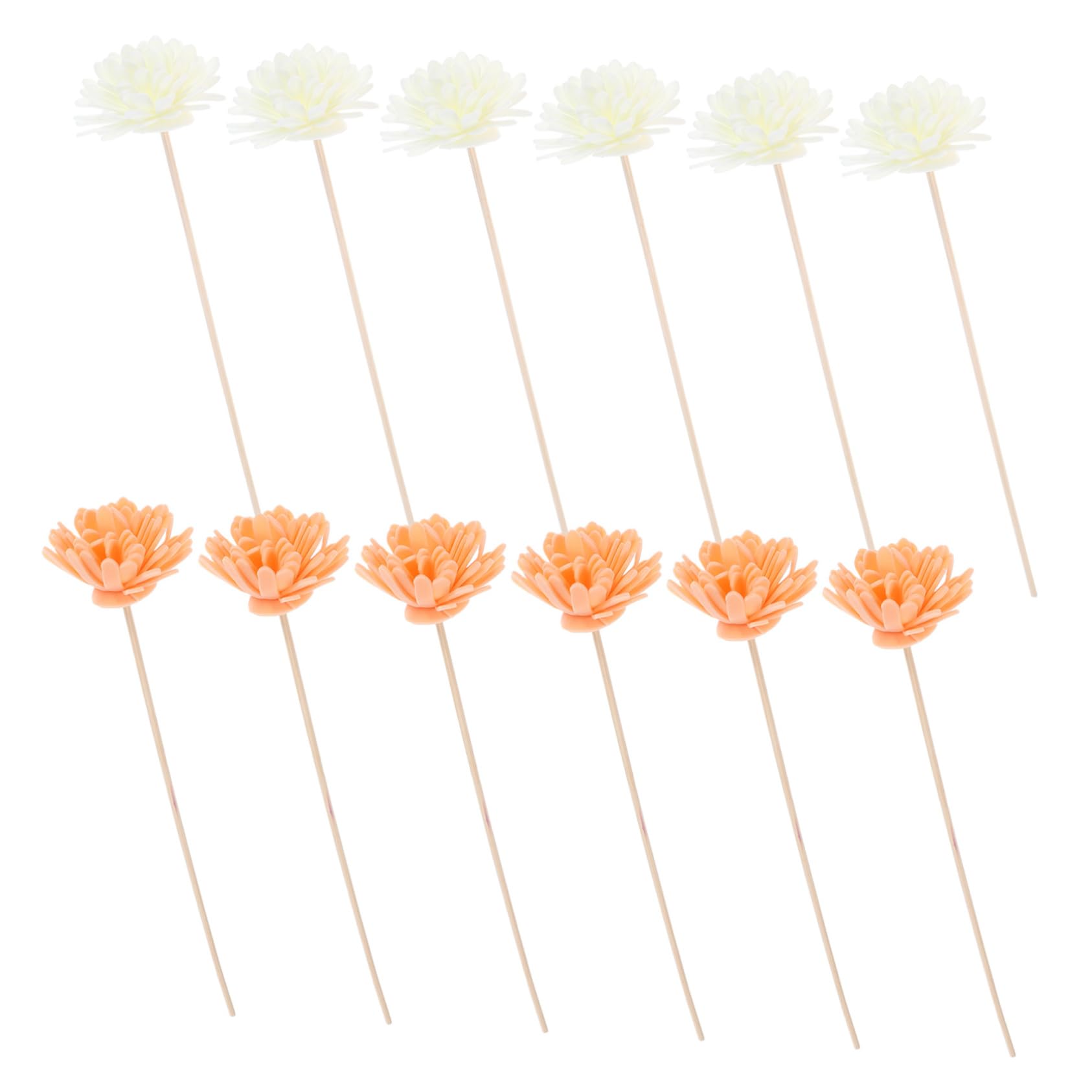 DINHEAROM 12pcs Rattan Flower Diffuser Sticks Flameless Scented for Home Office Bathroom Decor Continuous Fragrance with Decorative Faux Flowers
