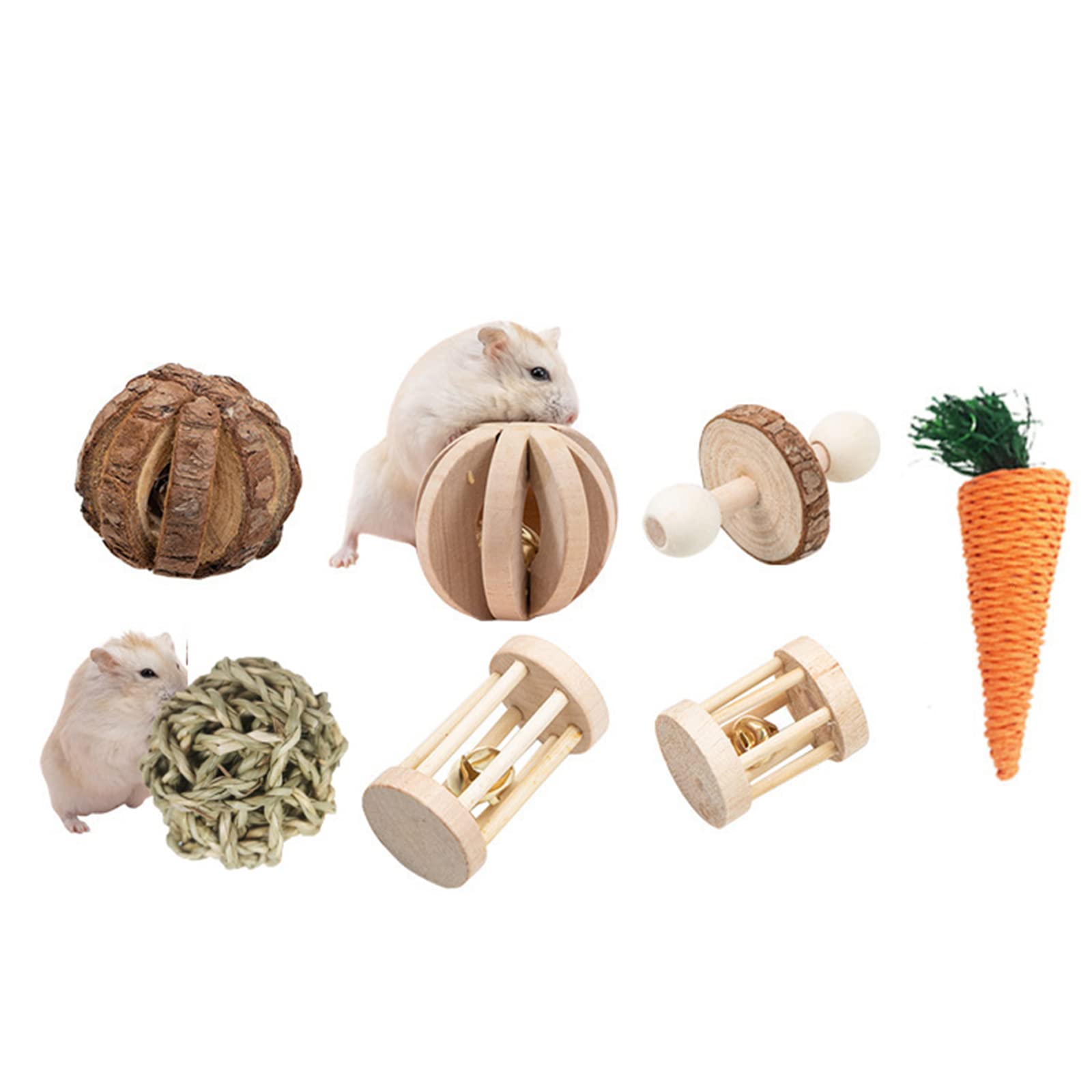 oringnat Hamster Chew Set Natural Wood Toy Grass Treats Cage Accessories Ladder Bridge Swing for Gerbil