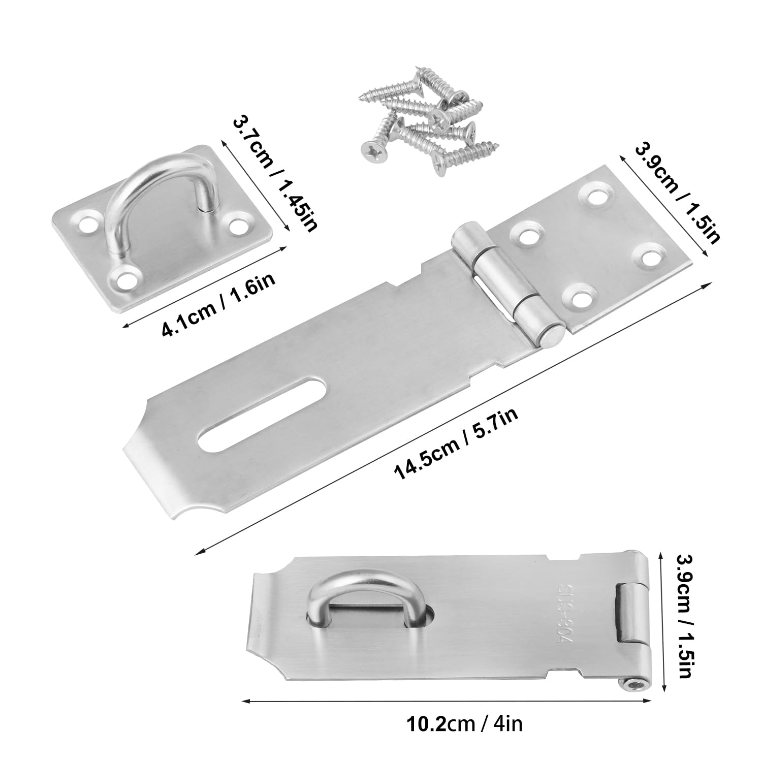 10 cerrojos de seguridad gruesos de acero inoxidable 304 para puertas, cobertizos, armarios, taquillas, puertas de acero cepillado para ventanas, armarios, cobertizos y mucho más. GENHAKON
