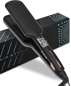 Plancha de Pelo, Piastra per Capelli con Pantalla LCD, 80-230 °C, Calentamiento Rapido PTC, Placas Ceramica Anchas, Alisadora Pelo 360° Antienredos, Apagado Automatico, Piastra Capelli