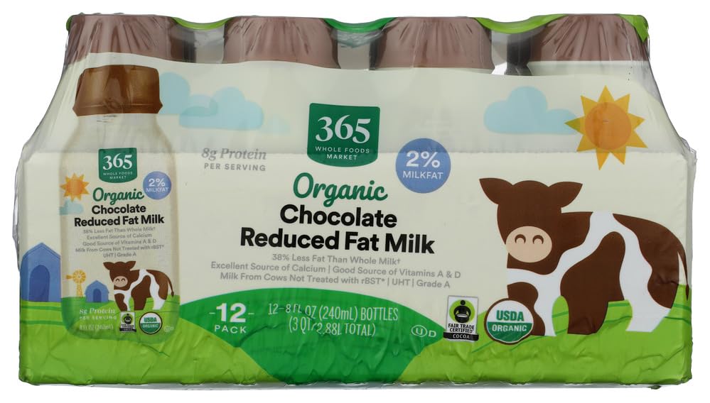365 By Whole Foods Market, Organic 2% Chocolate Milk, Single Serve, 8 Ounce, 12 Pack