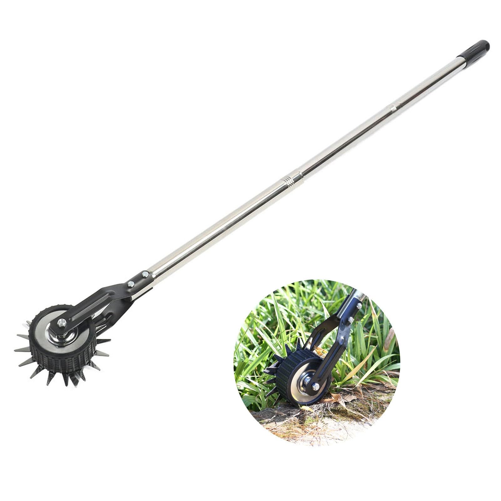 Fabater Bordeadora Giratoria de Ruedas, Bordeadora Manual de Césped para Aceras, Cizalla Giratoria, Recortadora de Ruedas de Acero Inoxidable, Borde sin Esfuerzo con Largo para Jardín