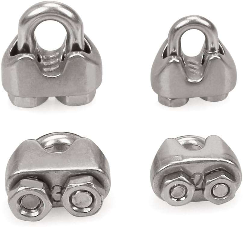 Wire Rope Clips - GLE2016 M2 M3 Kit Stainless Steel Cable Clamp Saddle Fastener for Marine Ships Vessels 20pcs (M2+M3)