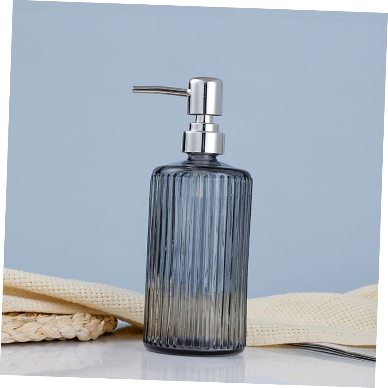 LABRIMP 3 Piezas Botella de Dosificador de Jabón de Vidrio para Jabón Líquido Champú y Loción Diseño Moderno y Reutilizable Dispensador para Baño y Cocina Transparente y Textura