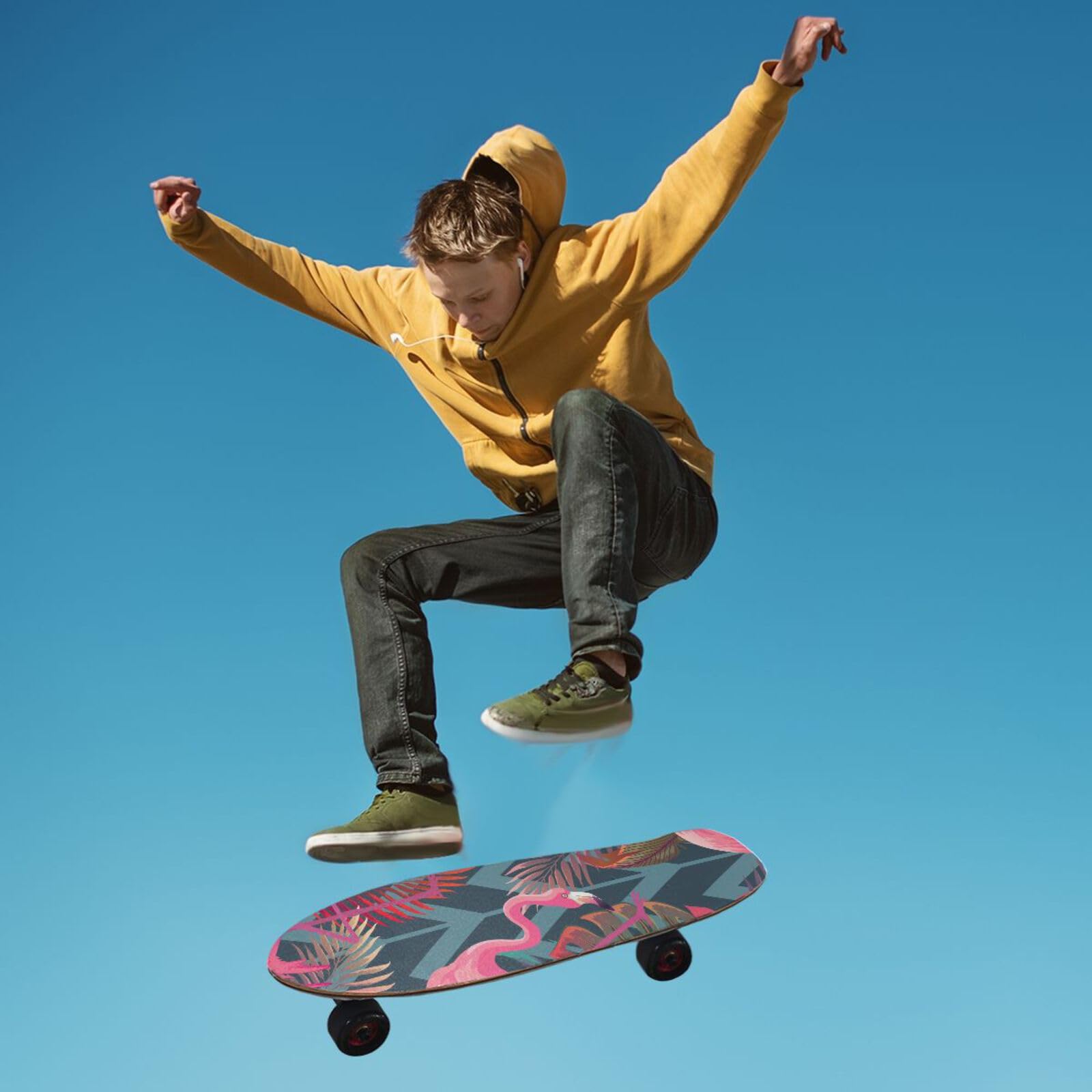 ALAZA Flamingo Pink Bird Tropical Plant Palm Leaves Skateboard Grip Tape Sheets 44