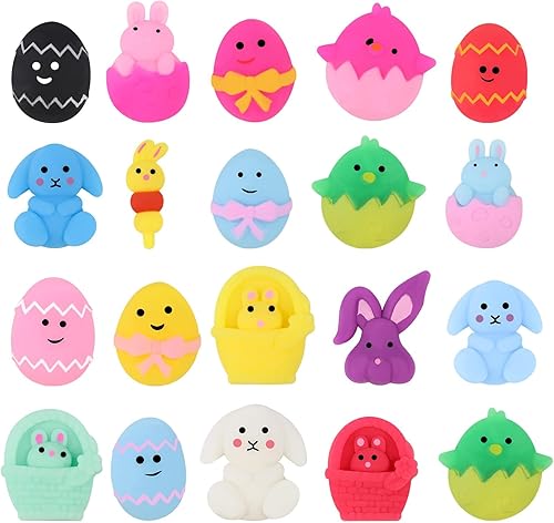 Anboor 24 juguetes de Pascua Mochi Squishies para niños, rellenos de cesta de Pascua, rellenos de huevos, regalos de fiesta, mini mochi squishies,