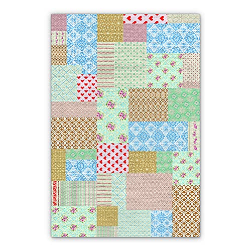 Tapis patchwork de cœurs colorés BirdsEcho en vinyle robuste 45x60cm - 2