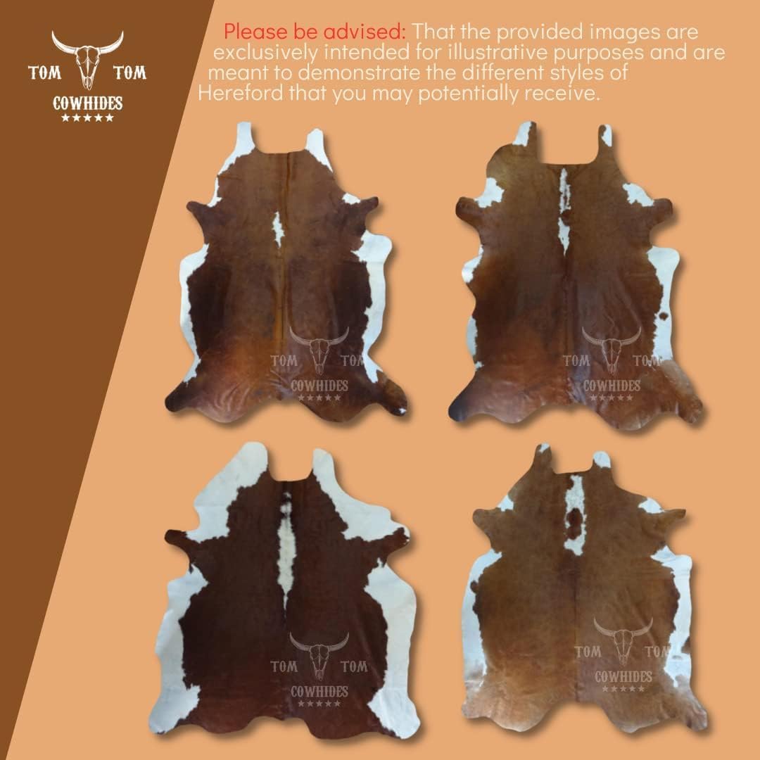 Cowhides Rug 7x6.5 Hereford Natural Leather