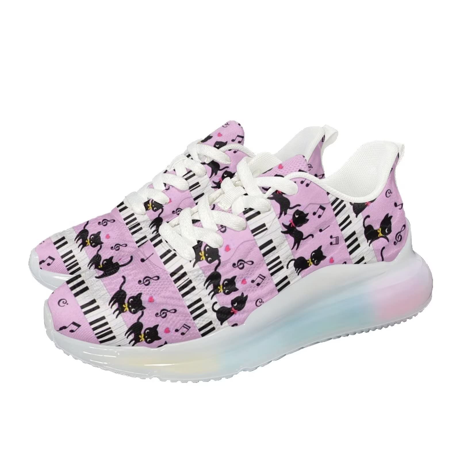 Scarpe da ginnastica da donna, da corsa, in rete, da palestra, da passeggio, Tastiera Musicale Kitty Cat, 38 EU