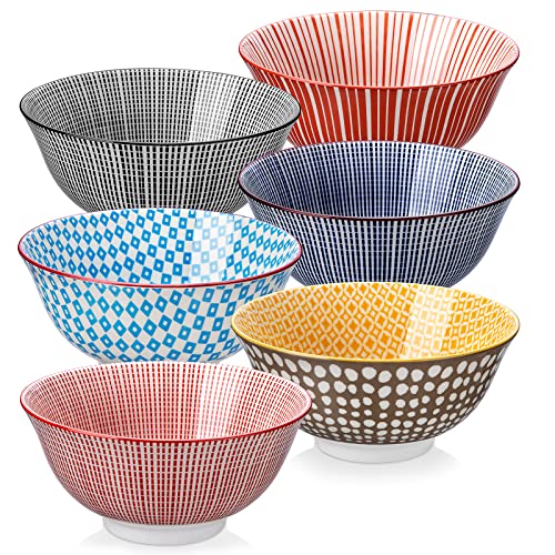 vancasso, Bols à Céréales Ramen en Porcelaine, 6 Pièces, Style Japonais, Assiette Colorée-750 ML Cover